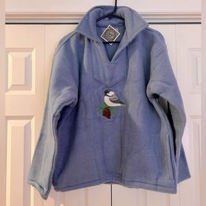 Women's National Wildlife Federation Chickadee Pullover Jacket Sweater Large NWT